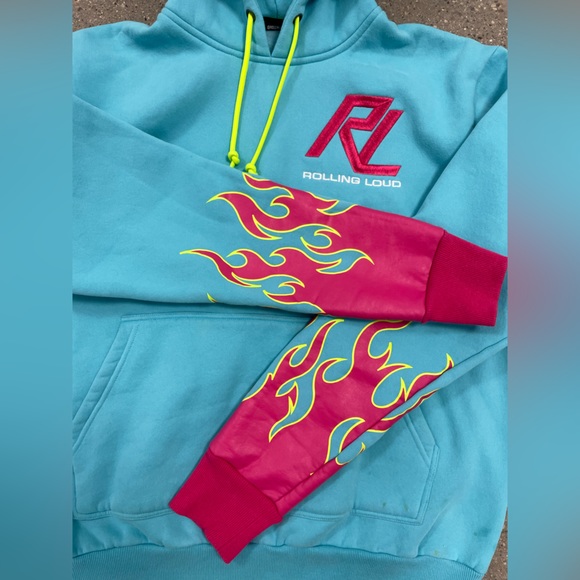 ROLLING LOUD MOTO RACING FLAMES FRENCH TERRY HOODIE size Medium - Picture 4 of 8